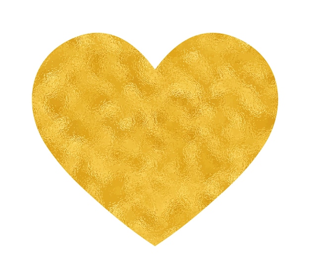 Elemento de diseño dorado de textura de hoja de oro de amor de corazón