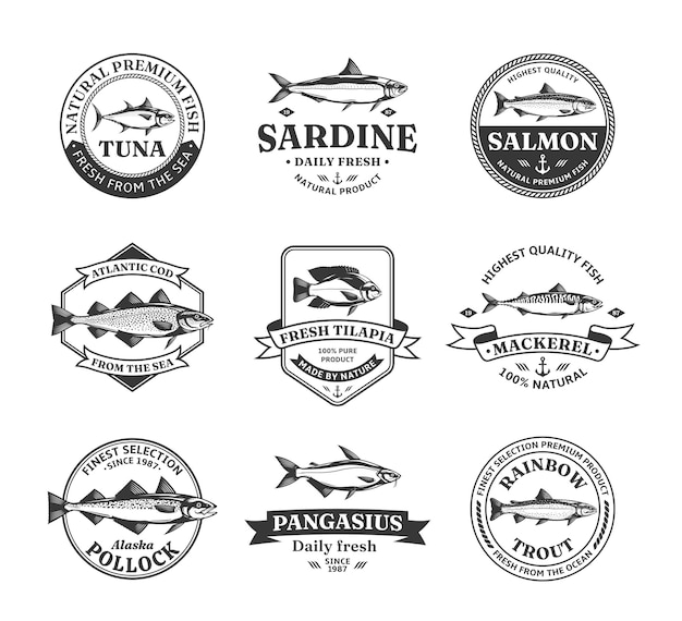 Elemento de diseño e ilustraciones del logotipo de pescado