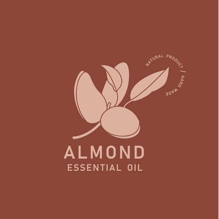 Elemento de diseño de empaque vectorial e ícono en aceite de almendras de estilo lineal comida vegana saludable Signo de logotipo