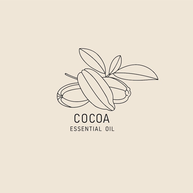 Elemento de diseño de empaque vectorial e ícono en aceite de cacao de estilo lineal comida vegana saludable signo de logotipo