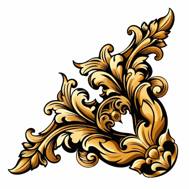 Elemento de diseño de esquina adornado dorado
