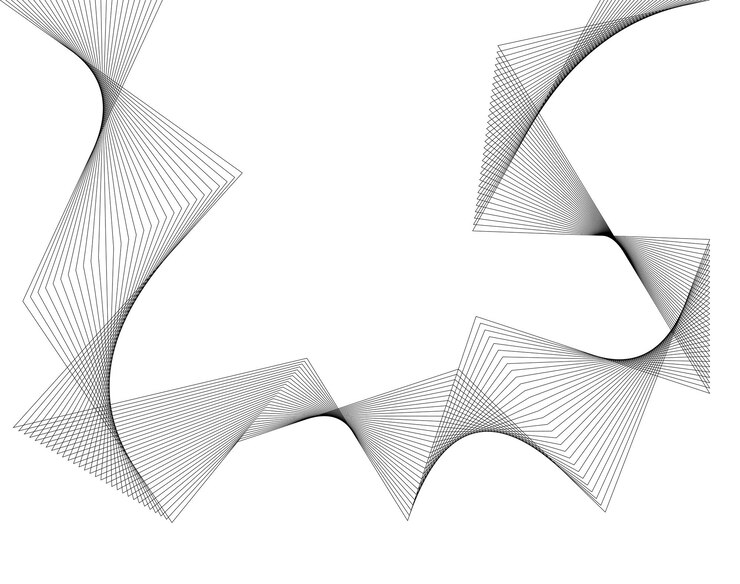 Vector elemento de diseño esquinas afiladas curvas ondean muchas líneas rayas rotas verticales abstractas sobre fondo blanco aislado arte de línea creativa ilustración vectorial eps 10 línea de colores creada con la herramienta mezclar