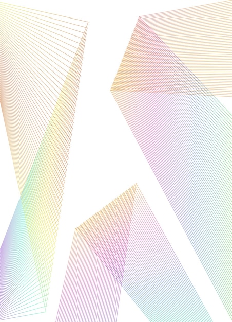 Elemento de diseño Esquinas afiladas curvas ondean muchas líneas Rayas rotas verticales abstractas sobre fondo blanco aislado Arte de línea creativa Ilustración vectorial EPS 10 Línea de colores creada con la herramienta Mezclar