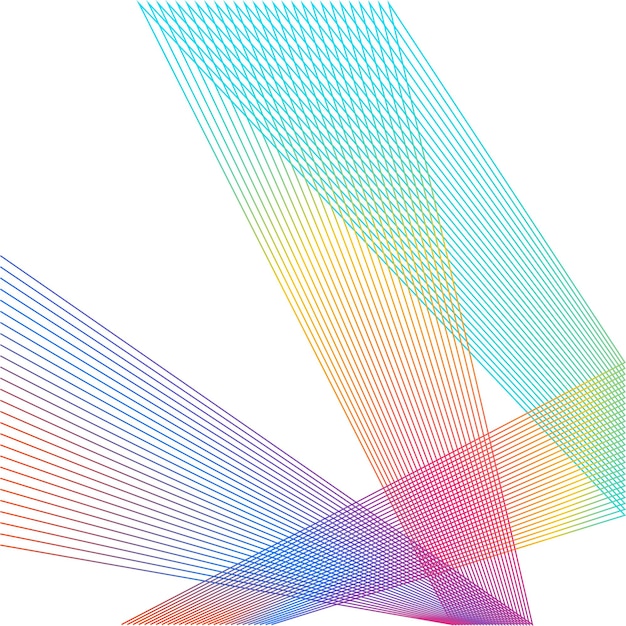 Elemento de diseño Esquinas afiladas curvas ondean muchas líneas Rayas rotas verticales abstractas sobre fondo blanco aislado Arte de línea creativa Ilustración vectorial EPS 10 Línea de colores creada con la herramienta Mezclar