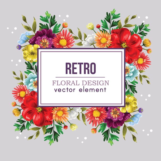 Vector elemento de diseño floral retro colorido