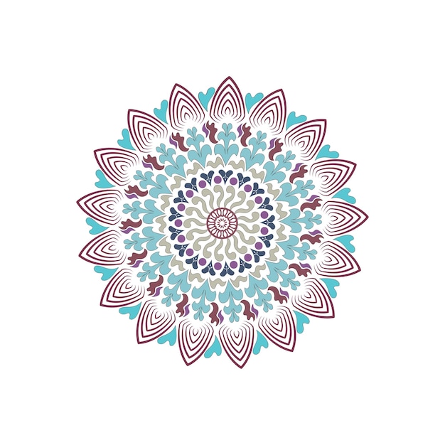 Elemento de diseño de flores de mandala contorno de ilusión simétrica en blanco y negro