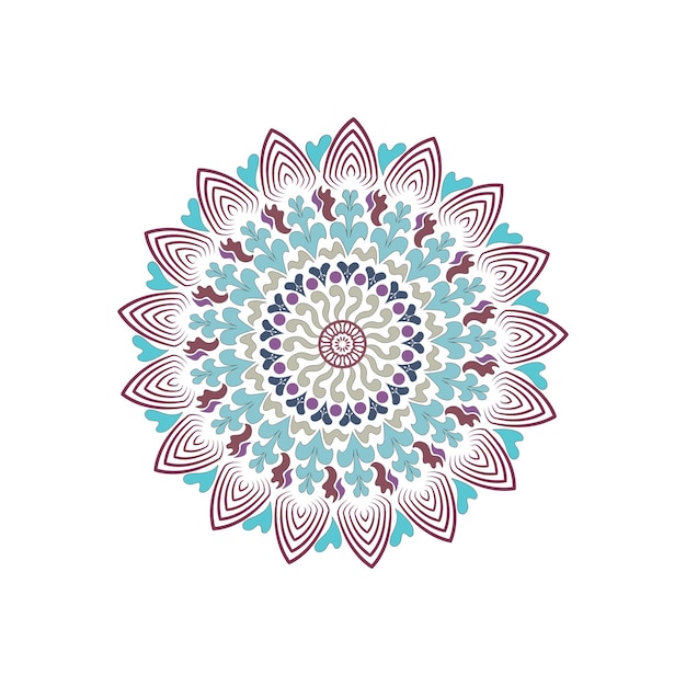 Vector elemento de diseño de flores de mandala contorno de ilusión simétrica en blanco y negro