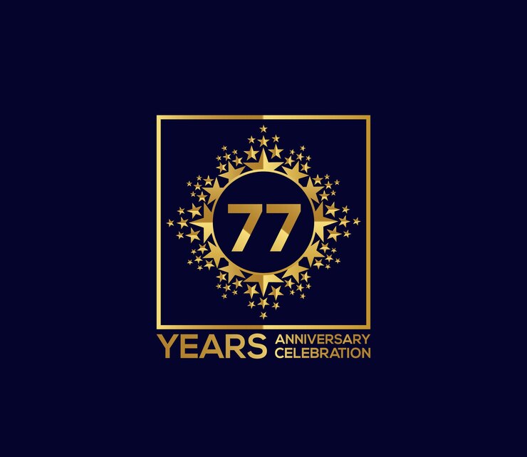 Vector elemento de diseño en forma de estrella de lujo de color oro diseño mixto invitaciones de 77 años de fiesta