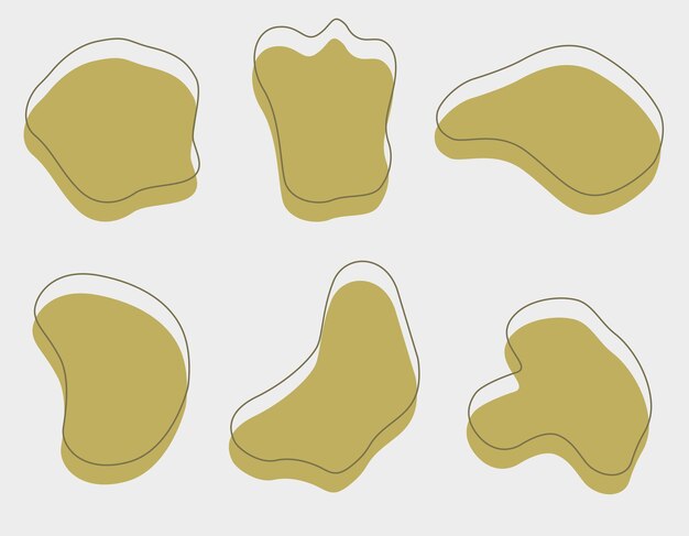 Elemento de diseño de forma gráfica líquida Amioba amarilla con marco