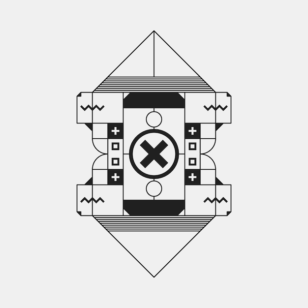 Elemento de diseño futurista sobre fondo blanco. Colores blancos y negros. Útil como cartel o impresión.
