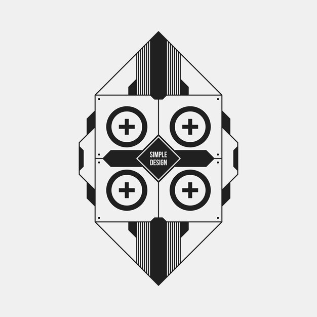 Elemento de diseño futurista sobre fondo blanco. Colores blancos y negros. Útil como cartel o impresión.