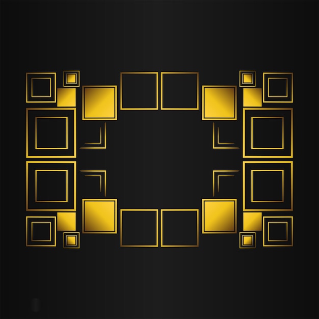 elemento de diseño geométrico dorado sobre fondo negro