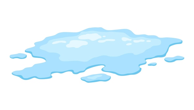 El elemento de diseño de la gota de fluido limpio aislado en forma de líquido azul de derrame de agua en estilo de dibujos animados plano