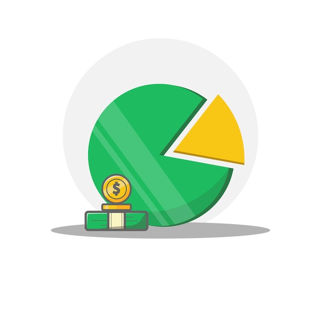 Elemento de diseño de gráfico circular para gráfico circular de ilustración con icono plano de dinero