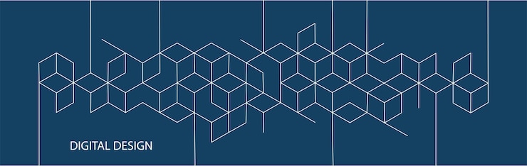 Vector el elemento de diseño gráfico y el fondo geométrico abstracto con bloques vectoriales isométricos para el estandarte