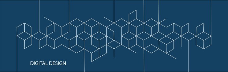 Vector el elemento de diseño gráfico y el fondo geométrico abstracto con bloques vectoriales isométricos para el estandarte