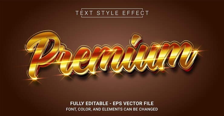 Vector elemento de diseño gráfico de plantilla de texto gráfico editable con efecto de estilo de texto premium dorado
