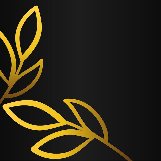 Elemento de diseño de hoja de oro de lujo sobre fondo negro