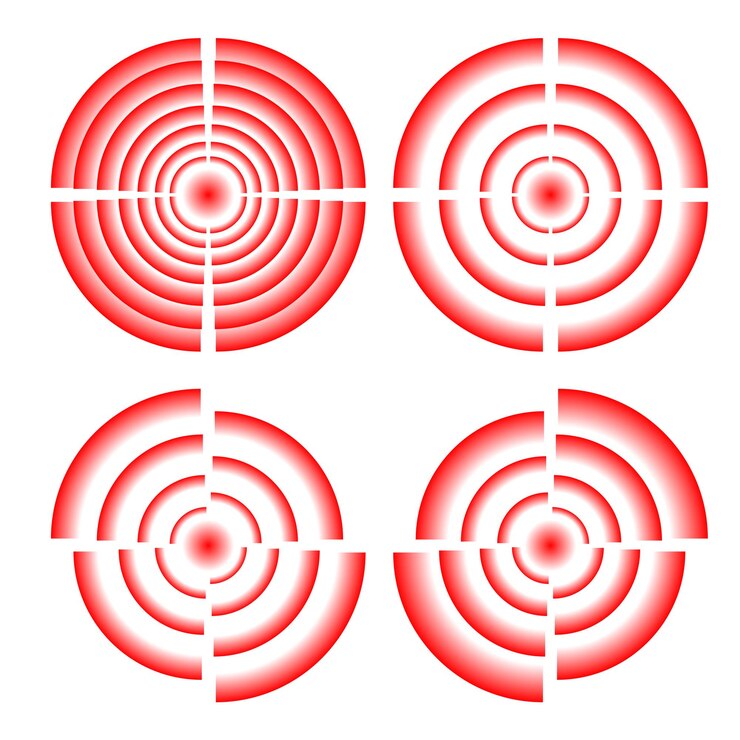 Vector elemento de diseño icono aislado vector anillo rojo objetivo círculo símbolo disparo exitoso ilustración vectorial eps10 para presentación logotipo de moda plano concéntrico sobre fondo blanco para el objetivo de dardos