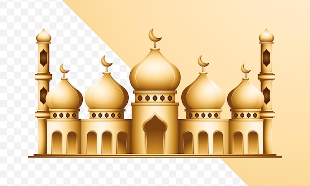Elemento de diseño de icono de mezquita de oro 3D