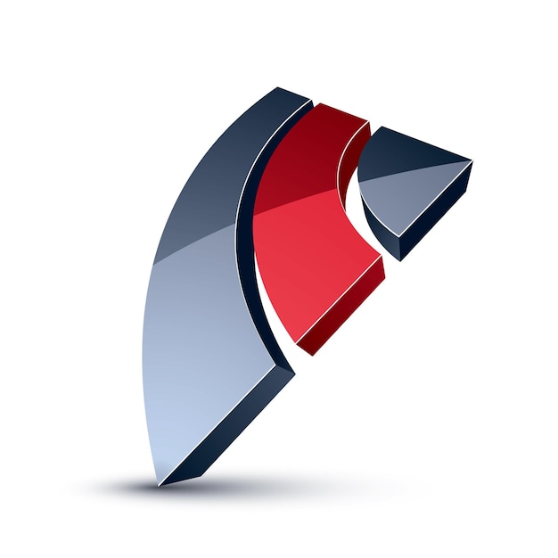 Elemento de diseño de idea de empresa inusual 3d, símbolo geométrico vectorial abstracto. Icono conceptual de innovación y tecnología aislado sobre fondo blanco.