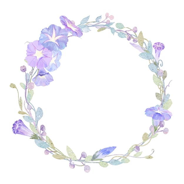 Vector elemento de diseño de ilustración de flores de gloria de la mañana violeta acuarela