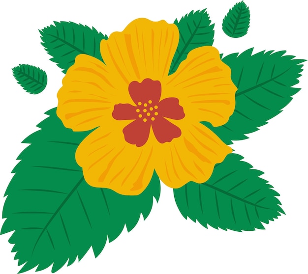 Elemento de diseño de ilustración de hojas verdes de flor amarilla