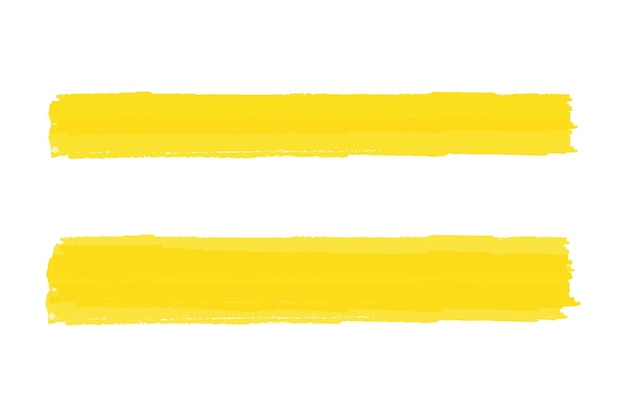 Elemento de diseño de ilustración vectorial de líneas de pincel de resaltado amarillo