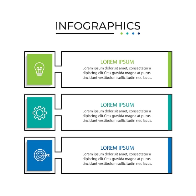 Elemento de diseño de infografía de línea de tiempo y opciones numéricas Concepto de negocio con 3 pasos
