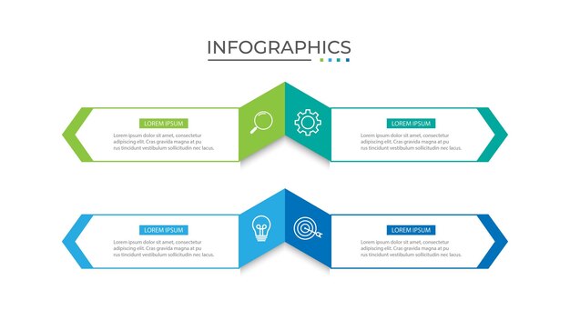 Vector elemento de diseño de infografía de línea de tiempo y opciones numéricas concepto de negocio con 4 pasos