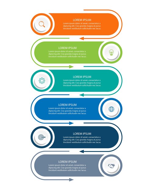 Elemento de diseño de infografía de línea de tiempo y opciones numéricas Concepto de negocio con 6 pasos