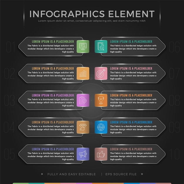 Elemento de diseño de infografías de 10 puntos