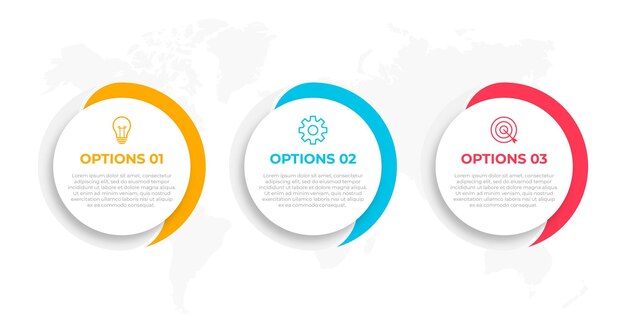 Elemento de diseño infográfico de línea de tiempo y opciones de número Concepto de negocio con 3 pasos Se puede utilizar para diagrama de diseño de flujo de trabajo diseño web de informe anual Plantilla de negocio de vector para presentación