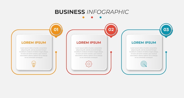 Elemento de diseño infográfico de línea de tiempo y opciones de número concepto de negocio con 3 pasos se puede utilizar para diagrama de diseño de flujo de trabajo diseño web de informe anual plantilla de negocio de vector para presentación