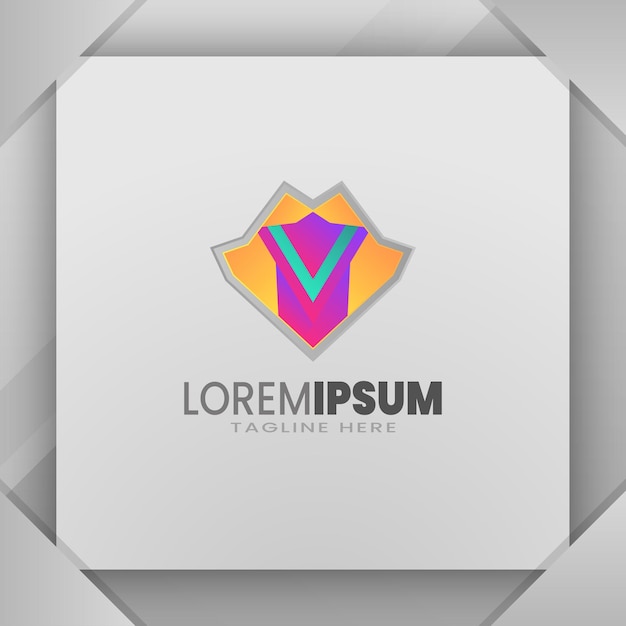 Elemento de diseño de logotipo abstracto con colores amarillo y violeta