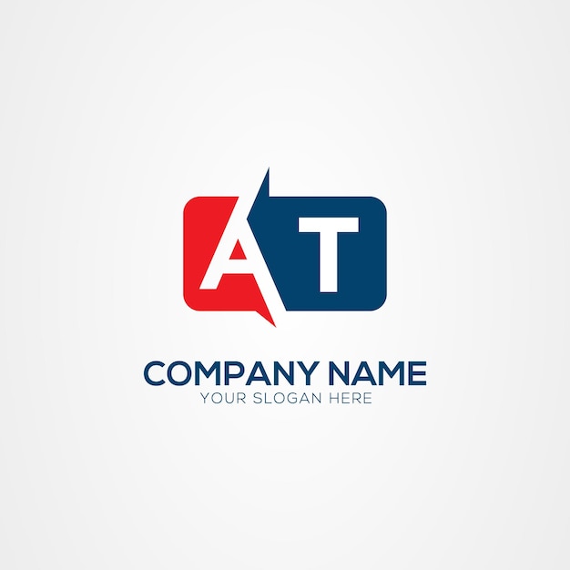 Elemento de diseño del logotipo de AT o TA Creative Modern Letters