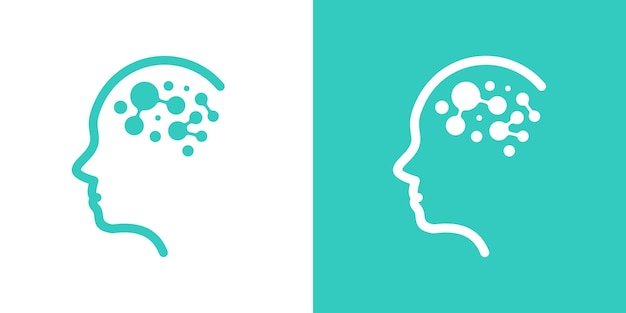 elemento de diseño de logotipo cabeza y cerebro humanos creados en estilo moderno