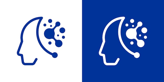 elemento de diseño de logotipo cabeza humana y tecnología mental creado en estilo moderno