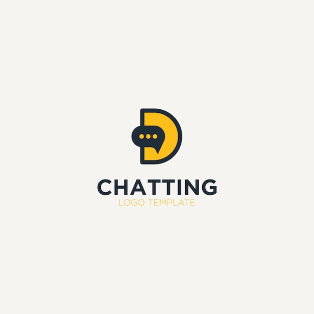 Elemento de diseño del logotipo del concepto de chat de burbuja de la letra creativa D