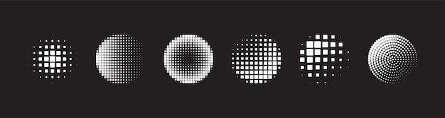Elemento de diseño del logotipo conjunto de marcos de puntos circulares de medio tono