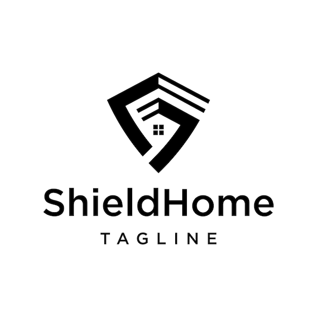 Vector elemento de diseño del logotipo del escudo de seguridad de la casa. logotipo para bienes raices