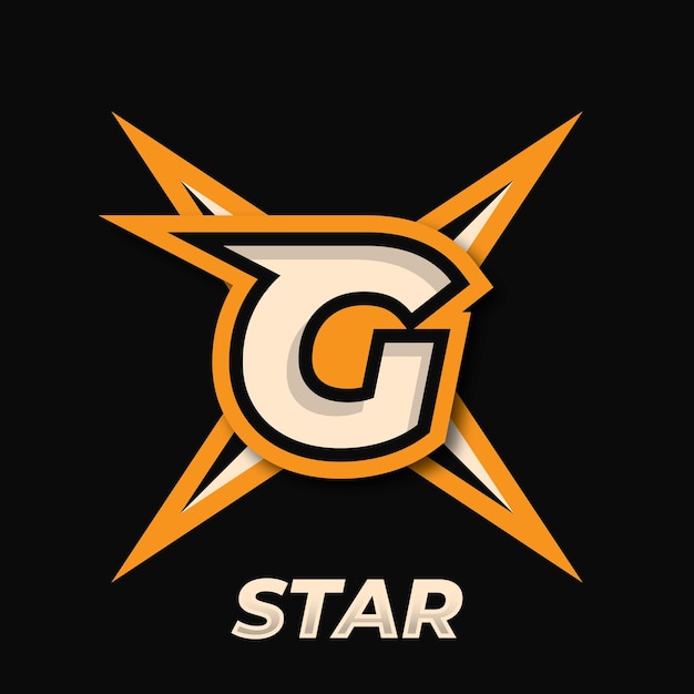 Elemento de diseño de logotipo de esport simple inicial logotipo de jugador icono de estrella logotipo de shuriken de jugador de espada