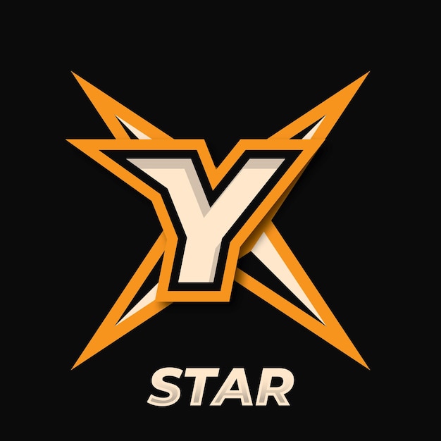 Elemento de diseño de logotipo de esport simple Y inicial logotipo de jugador icono de estrella logotipo de shuriken de jugador de espada