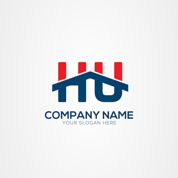 Elemento de diseño del logotipo HU o UH Creative Modern Letters