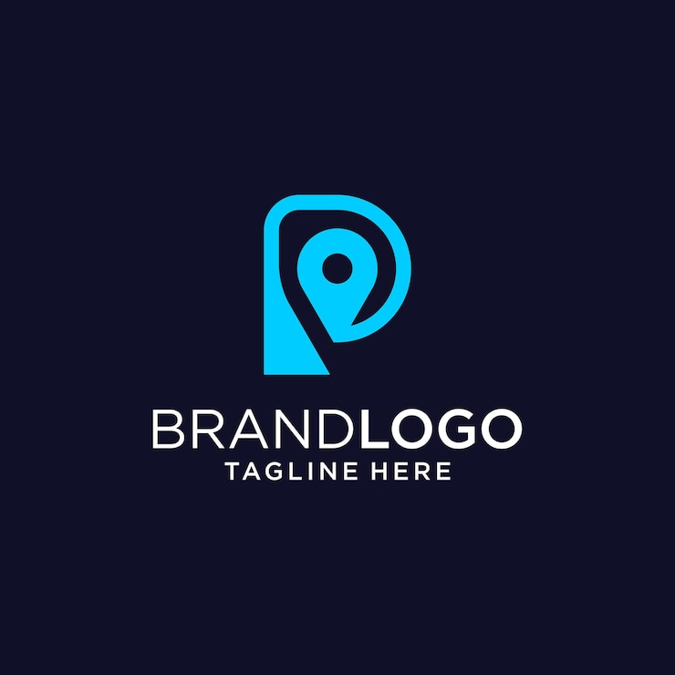Vector elemento de diseño de logotipo inicial de letra p pin point