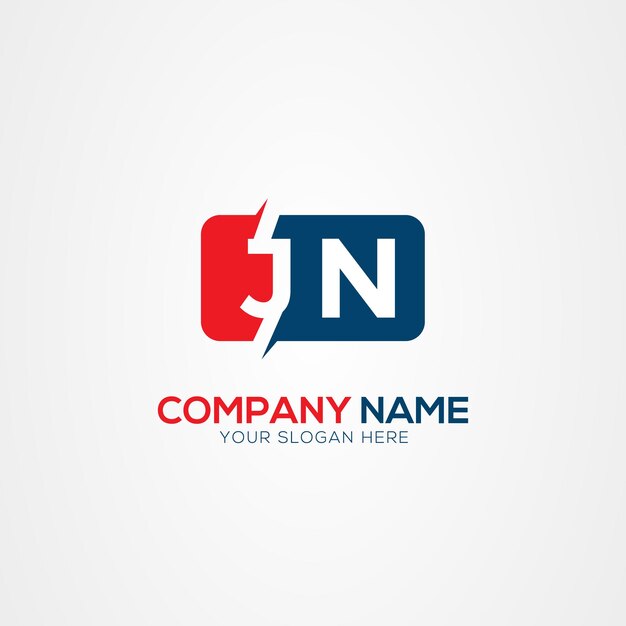 Elemento de diseño del logotipo de JN o NJ Creative Modern Letters