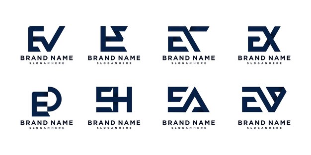Elemento de diseño del logotipo de la letra E, idea de icono vectorial con estilo de concepto creativo