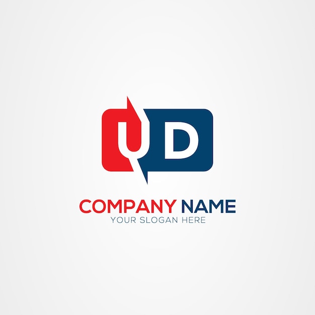 Elemento de diseño del logotipo de las letras modernas creativas UD o DU