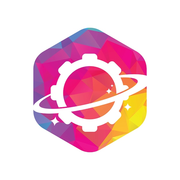 Elemento de diseño de logotipo de planeta engranaje icono vector engranaje planeta icono