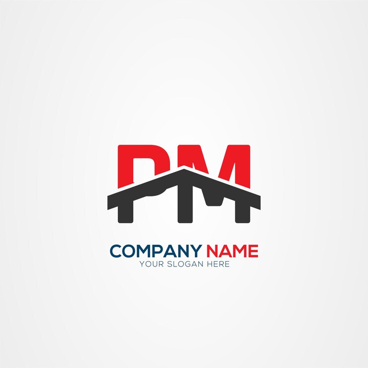 Vector elemento de diseño del logotipo de pm o mp creative modern letters